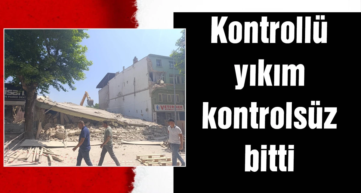 2 katlı bina yıkım sırasında çöktü