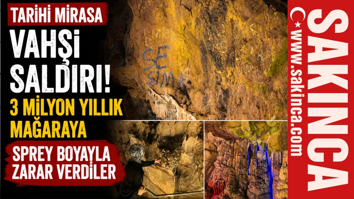 3 milyon yıllık mağaraya sprey boyayla zarar verdiler
