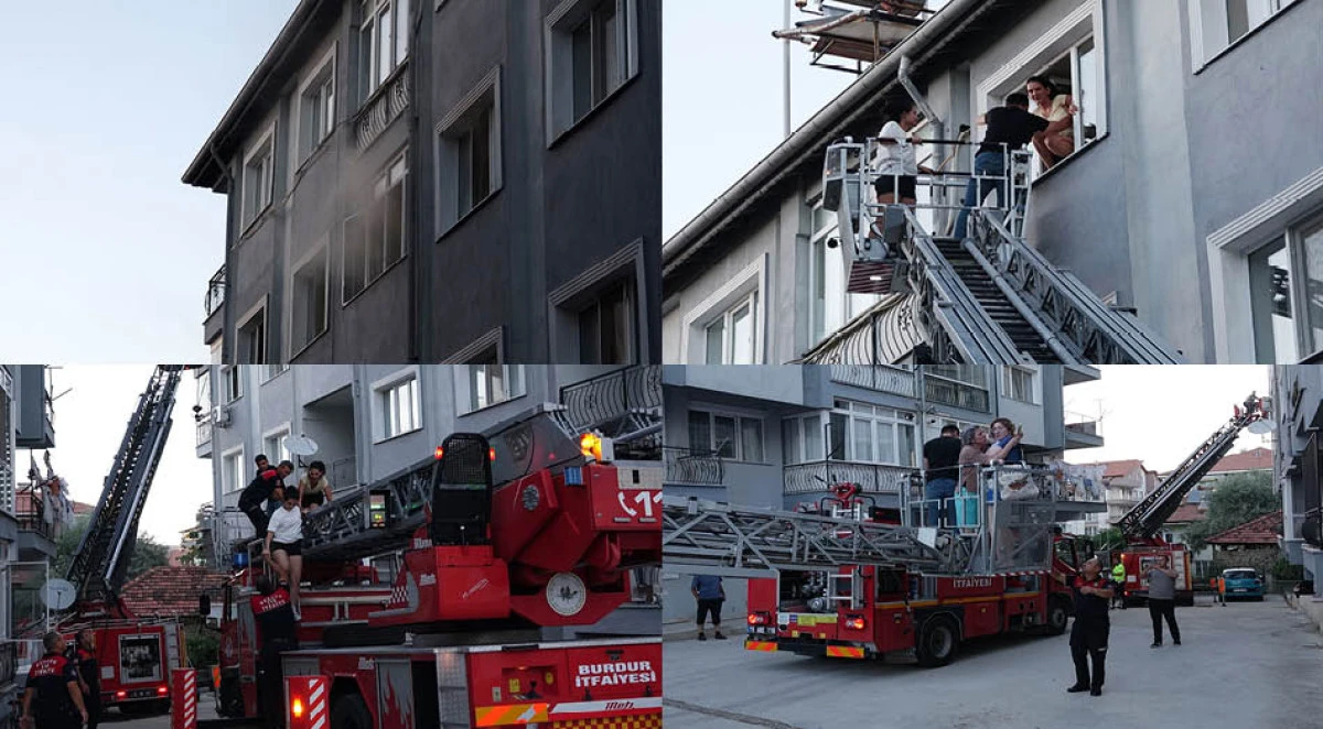 Apartmandaki yangında mahsur kalanlar, merdivenli ara&ccedil;la kurtarıldı