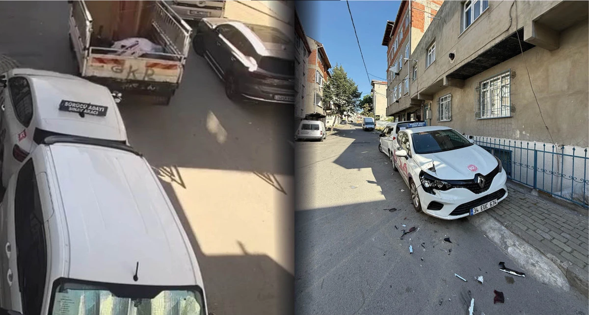 Avcılar'da geri manevra yapan kamyonet otomobile çarpıp kaçtı