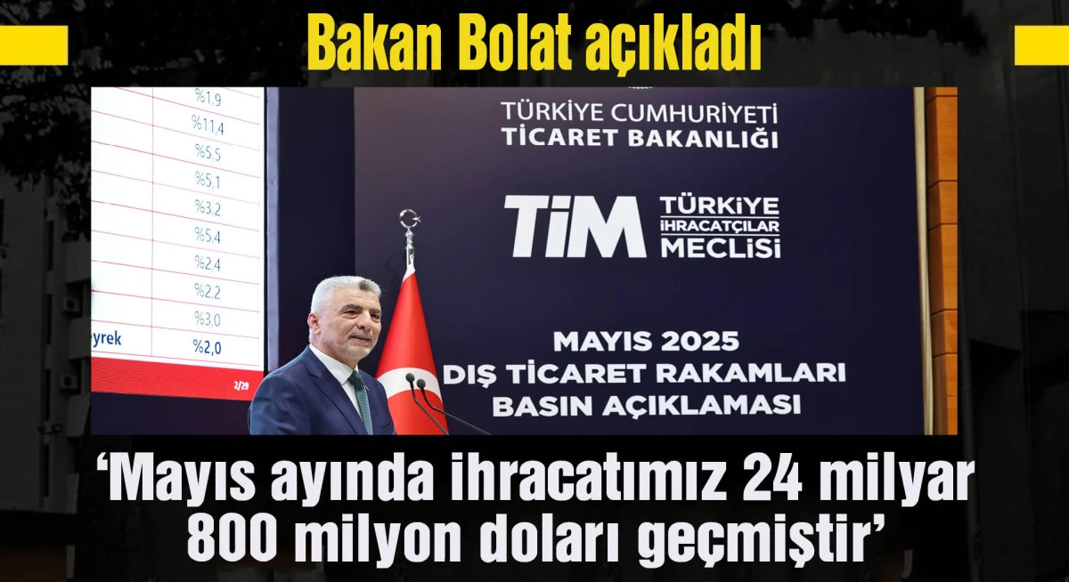 Bakan Bolat: Mayıs ayında ihracatımız 24 milyar 800 milyon doları geçmiştir