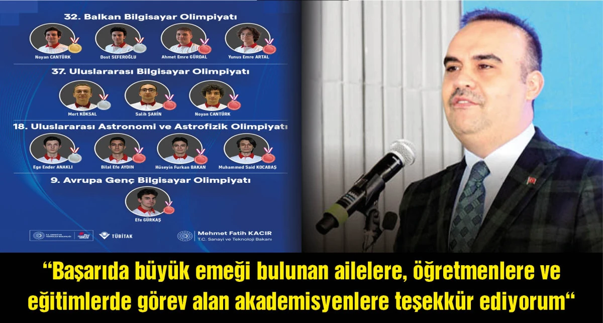 Bakan Kacır'dan, şampiyon &ouml;ğrencilere tebrik
