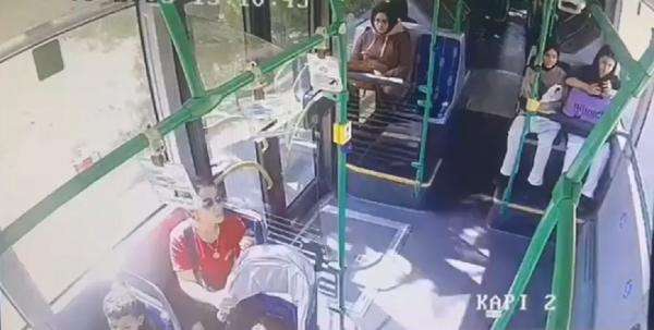 Başakşehir'de İETT otobüsünün içindeki kaza dehşeti kamerada