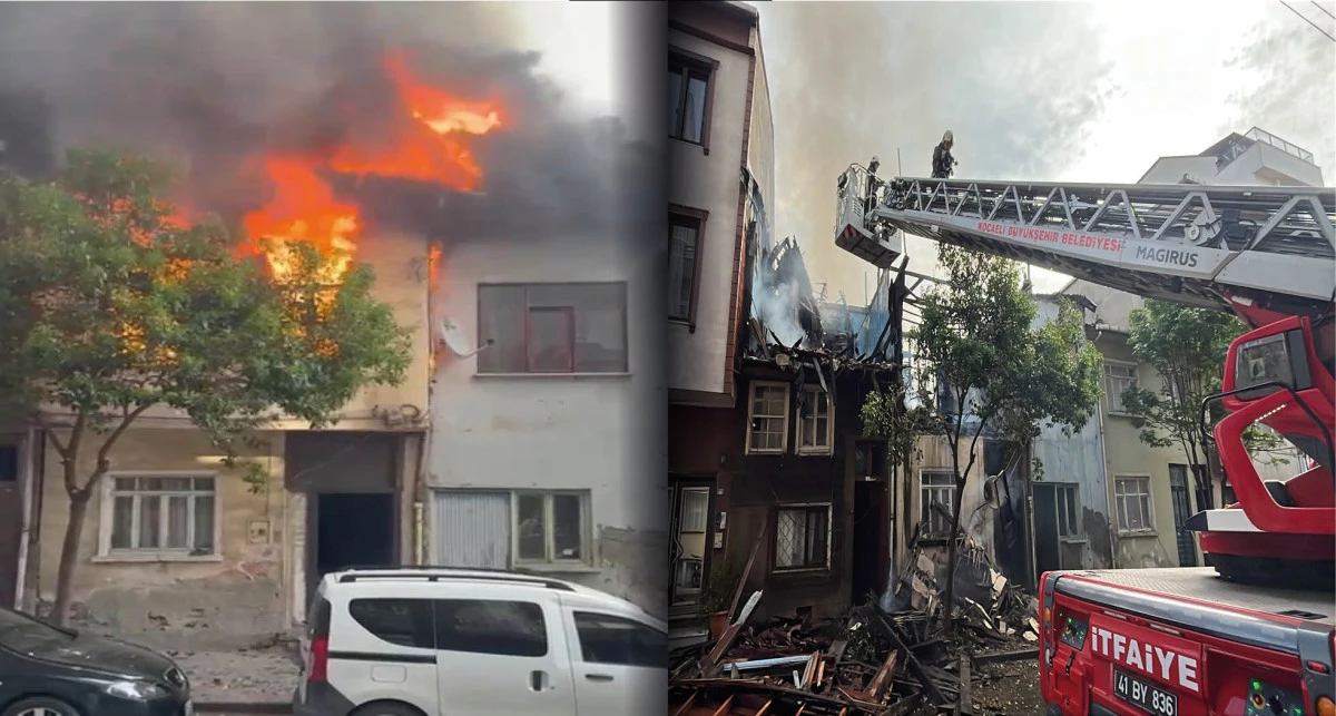 Bitişik 3 ev yandı; 2 itfaiye eri yaralandı