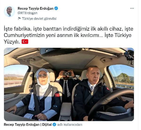 Cumhurbaşkanı Erdoğan'dan 'Togg' paylaşımı