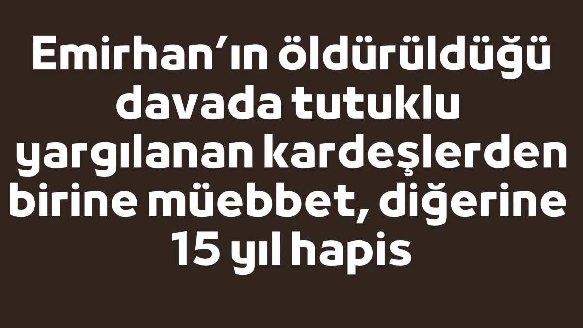 Emirhan&rsquo;ın &ouml;ld&uuml;r&uuml;ld&uuml;ğ&uuml; davada tutuklu yargılanan kardeşlerden birine m&uuml;ebbet, diğerine 15 yıl hapis