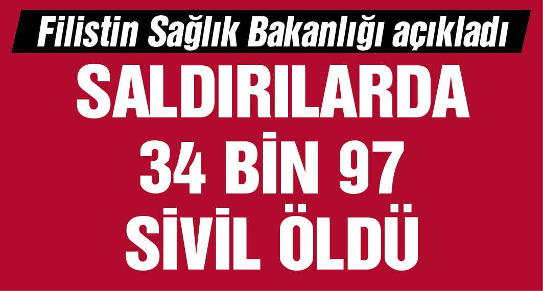 Filistin Sağlık Bakanlığı: Saldırılarda 34 bin 97 sivil öldü