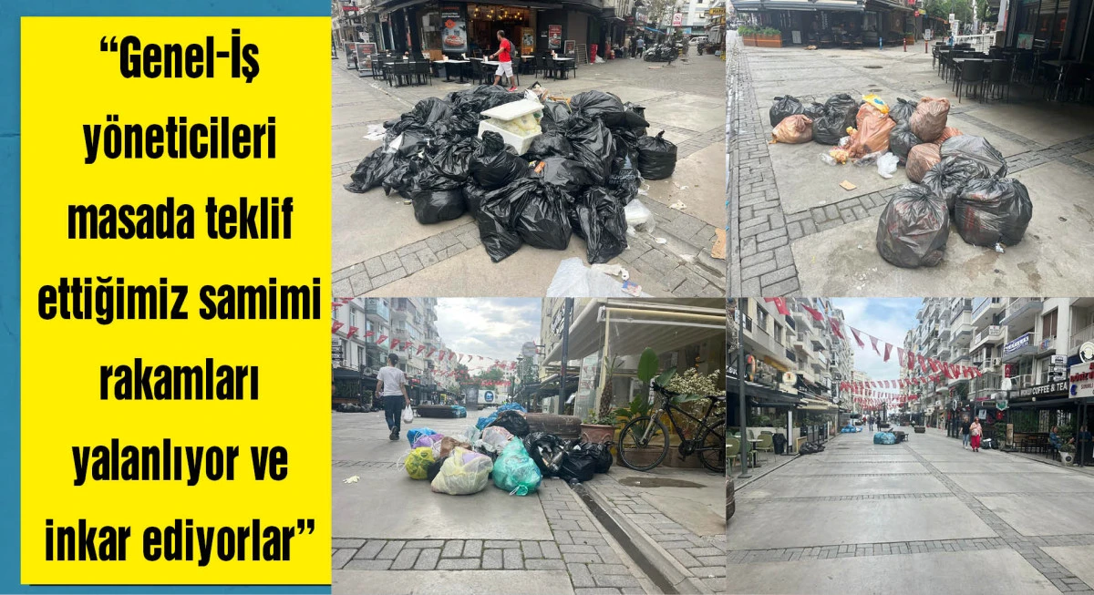 İzmir'de grevin 3'üncü gününde sokaklarda çöpler birikti