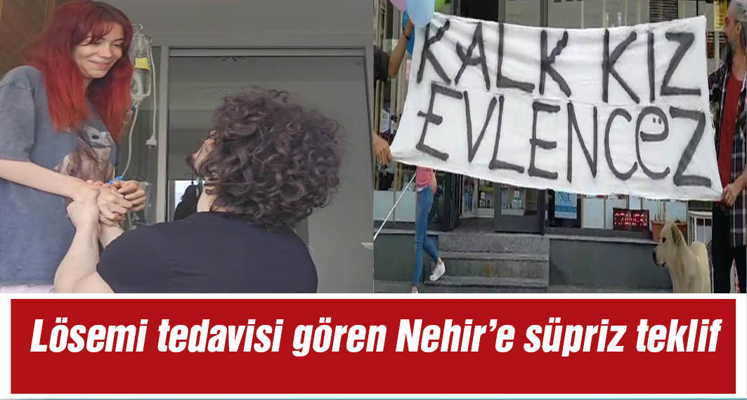 İzmir'de lösemi tedavisi gören Nehir'e hastane odasında sürpriz evlilik teklifi