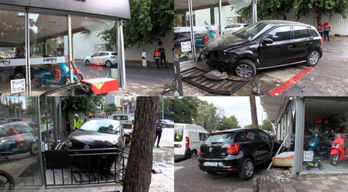Kadık&ouml;y&rsquo;de s&uuml;r&uuml;c&uuml;s&uuml;n&uuml;n direksiyon hakimiyetini kaybettiği otomobil d&uuml;kkana girdi