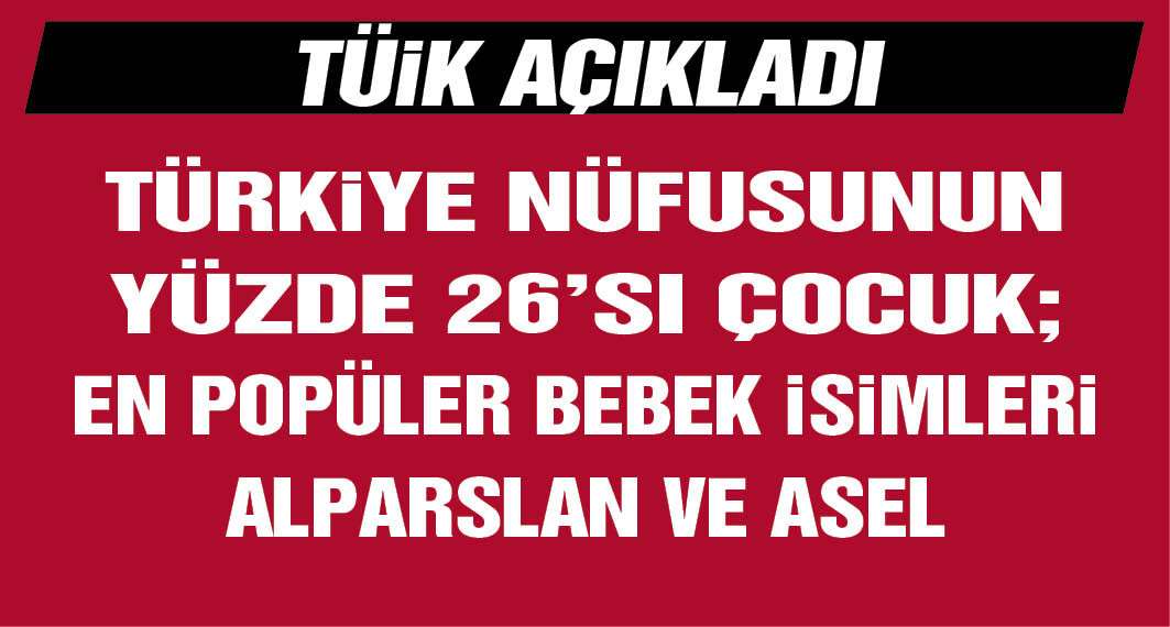 Türkiye nüfusunun yüzde 26'sı çocuk; en popüler bebek isimleri Alparslan ve Asel